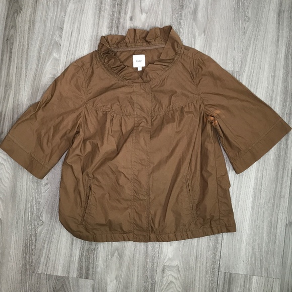 GAP Brown Lightweight Jacket Snap Button Womens M - Picture 1 of 8